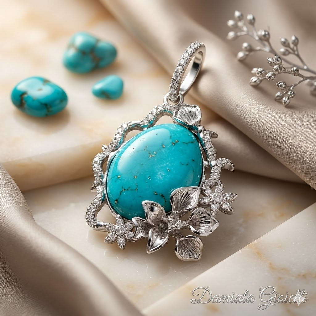 Charm donna in argento, turchese e zirconi 431