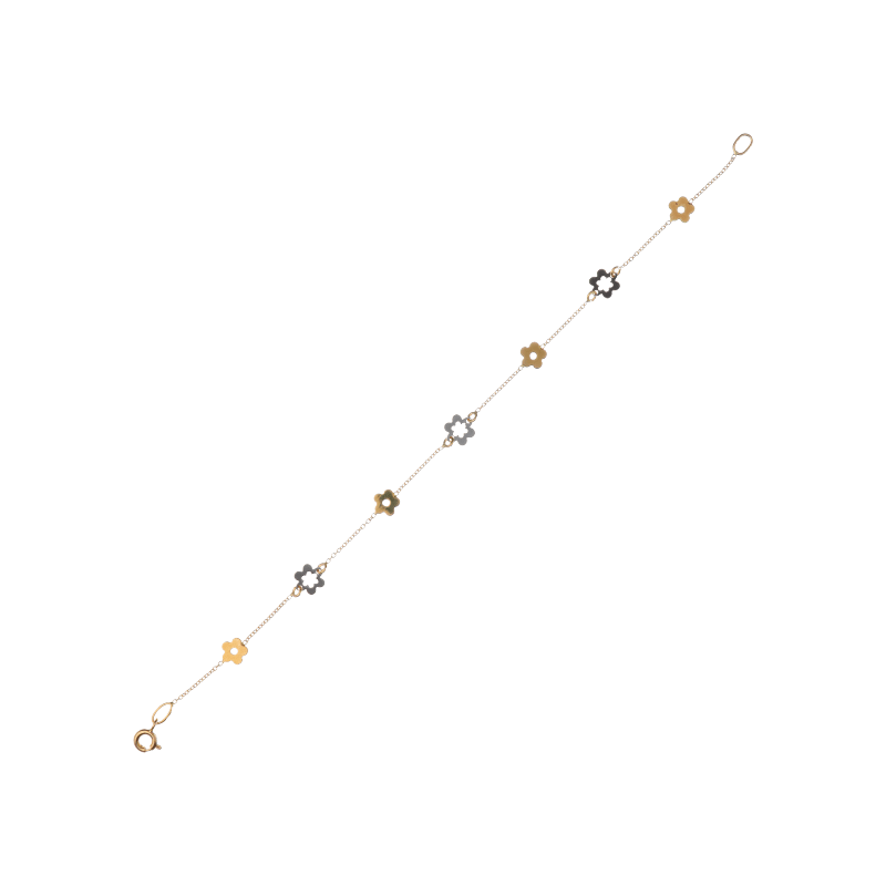Bracciale con fiori donna Damiata Gioielli in oro bianco e giallo 432/102/1