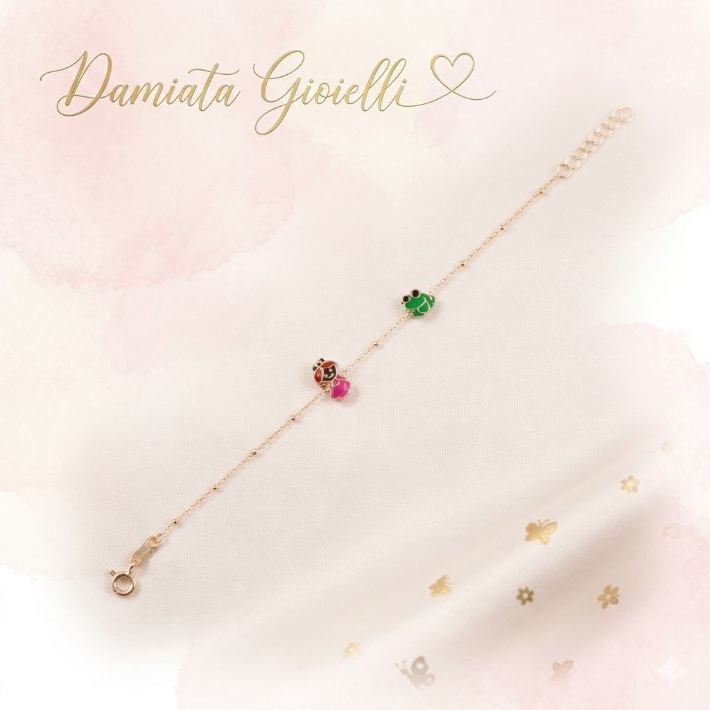 Bracciale il principe e il ranocchio bambina Damiata Gioielli in oro giallo smaltato 432/102/2
