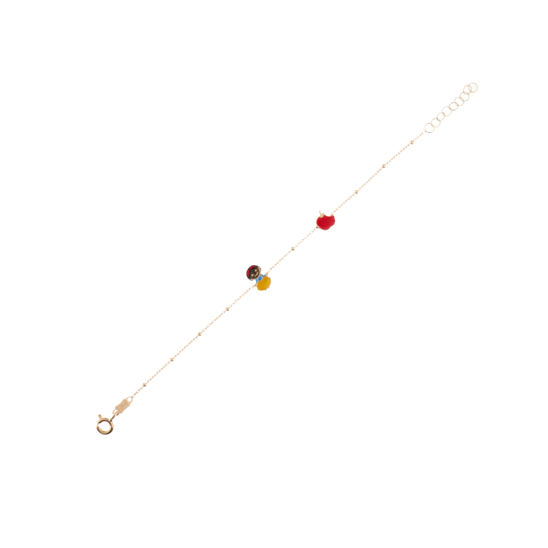 Bracciale Biancaneve e la mela bambina Damiata Gioielli in oro giallo smaltato 433/5/102