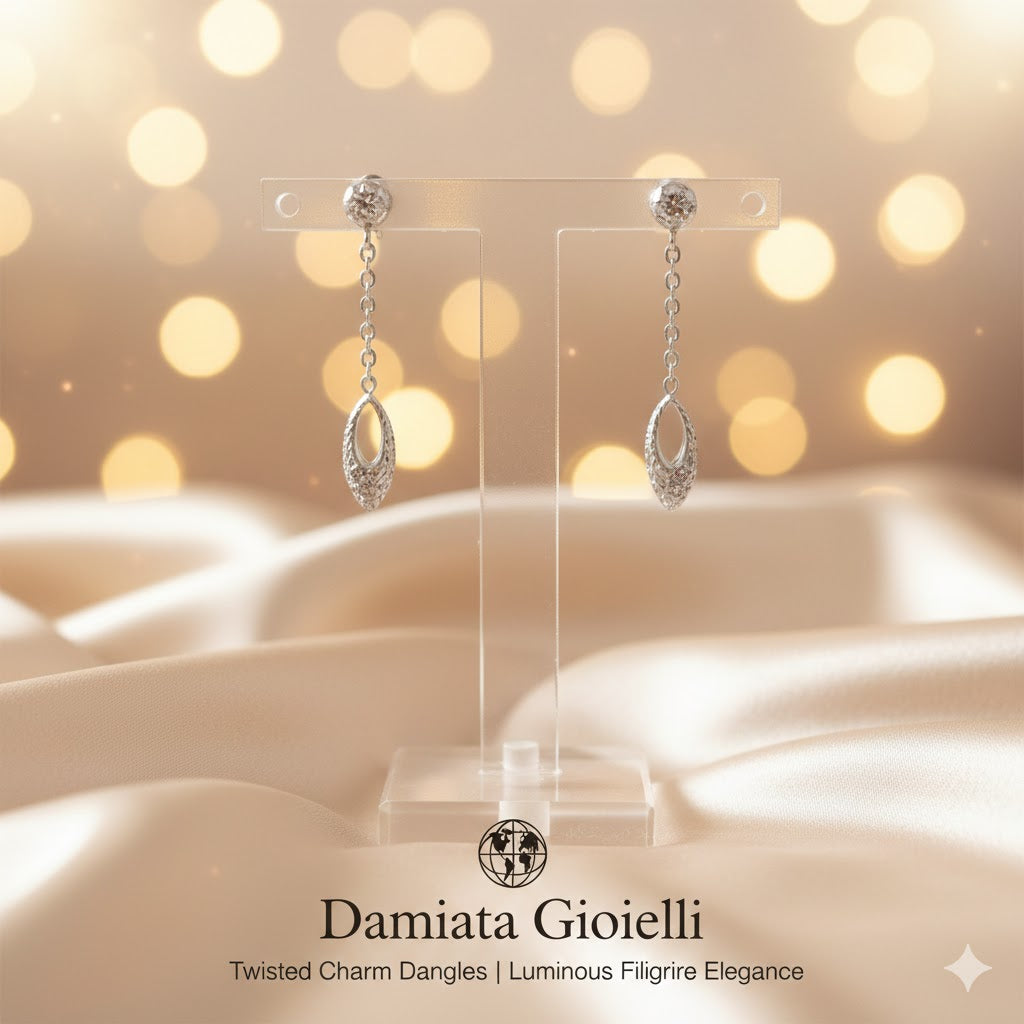 Orecchini pendenti donna Damiata Gioielli in oro bianco 433/102/7