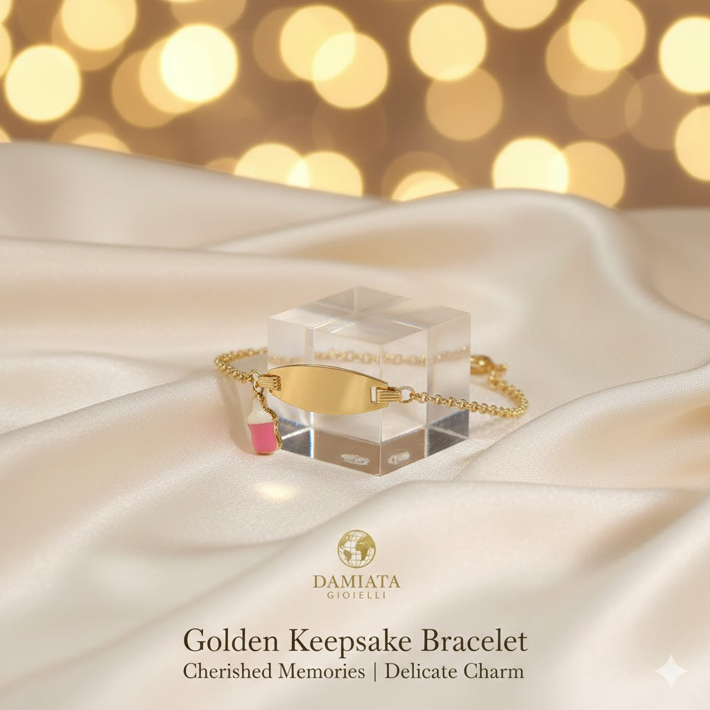 Bracciale bambina Damiata Gioielli in oro giallo smaltato con targhetta incidibile 434/102