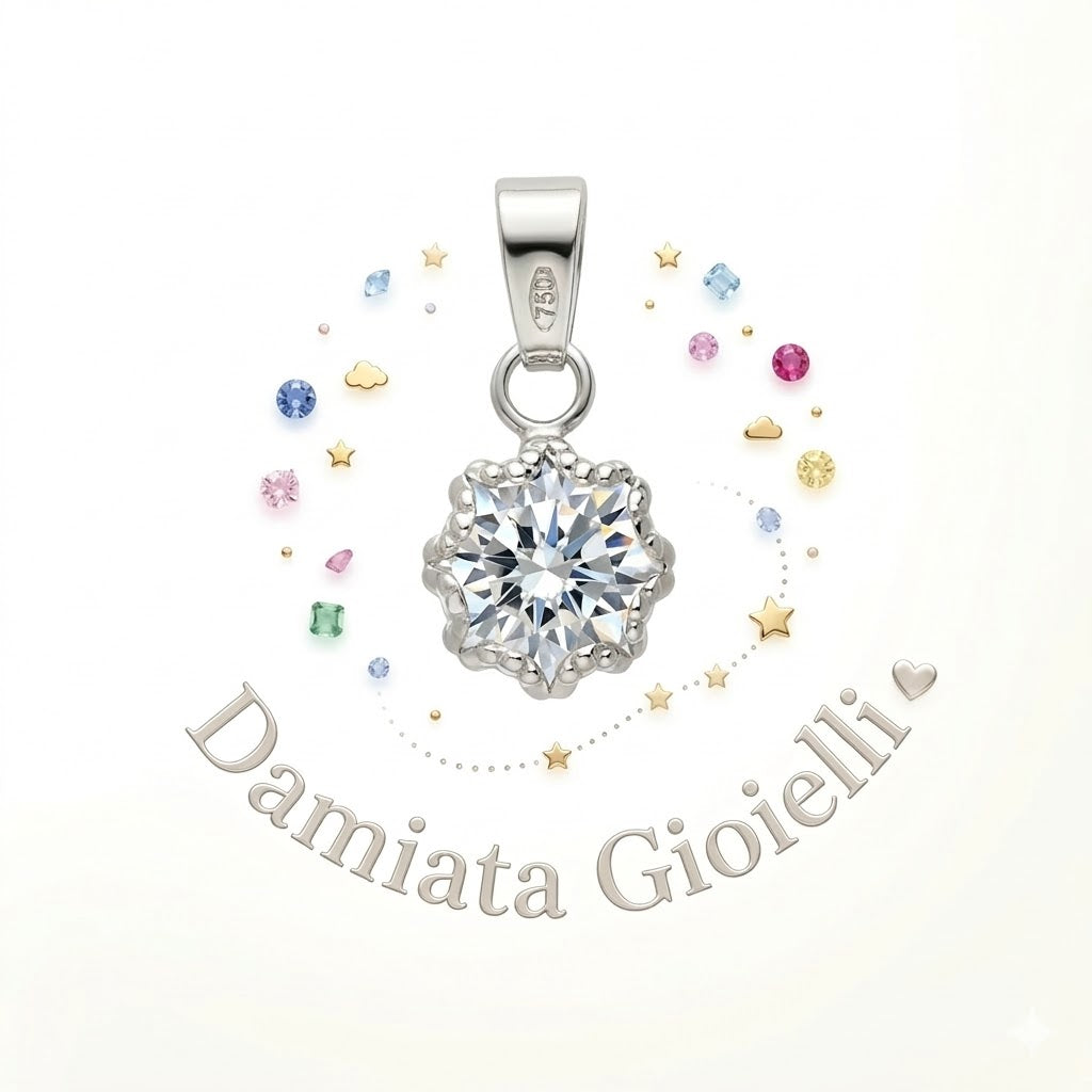 Ciondolo punto luce donna Damiata Gioielli in oro bianco e zircone 43/4/102