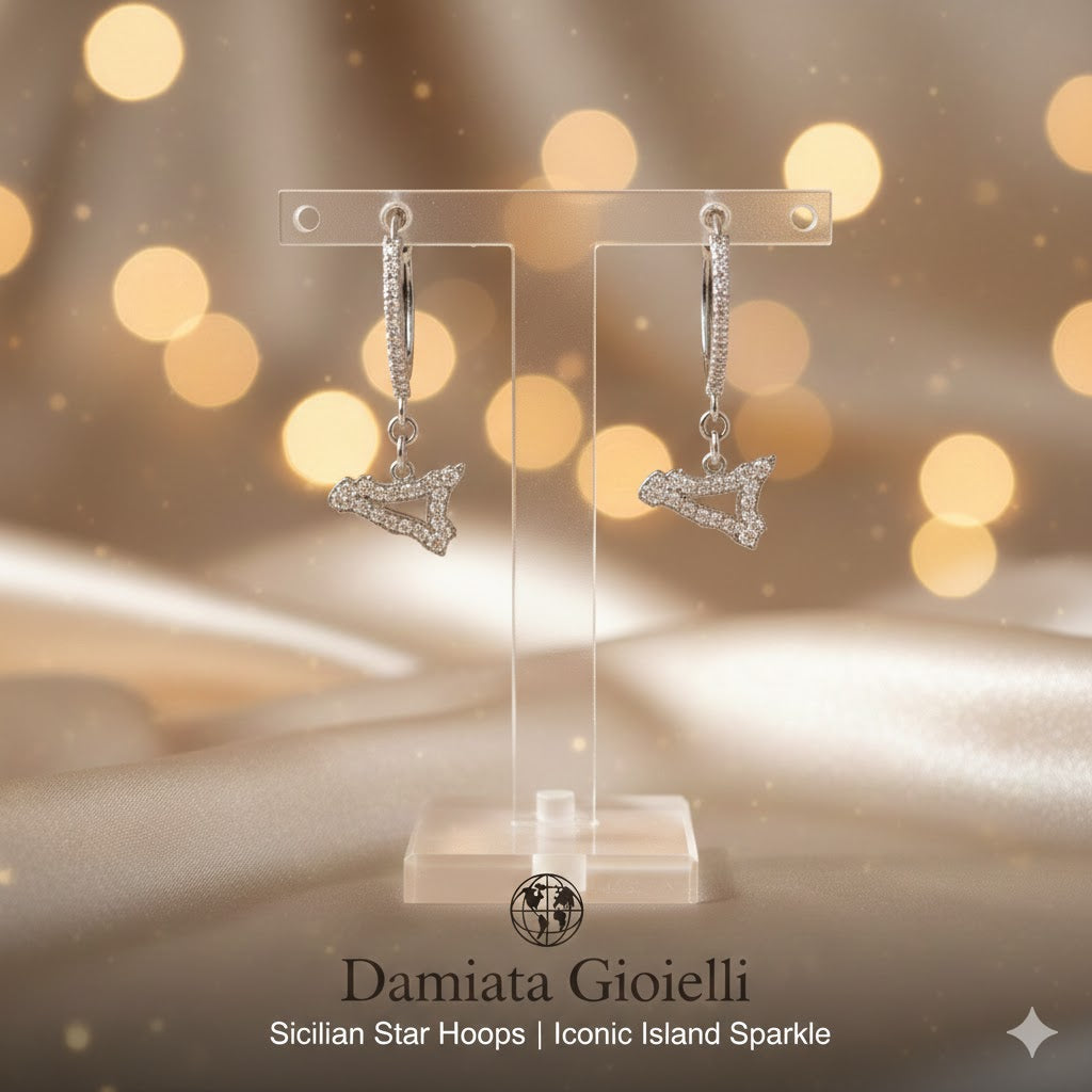 Orecchini Sicilia donna Damiata Gioielli in oro bianco e zirconi 435/102/6