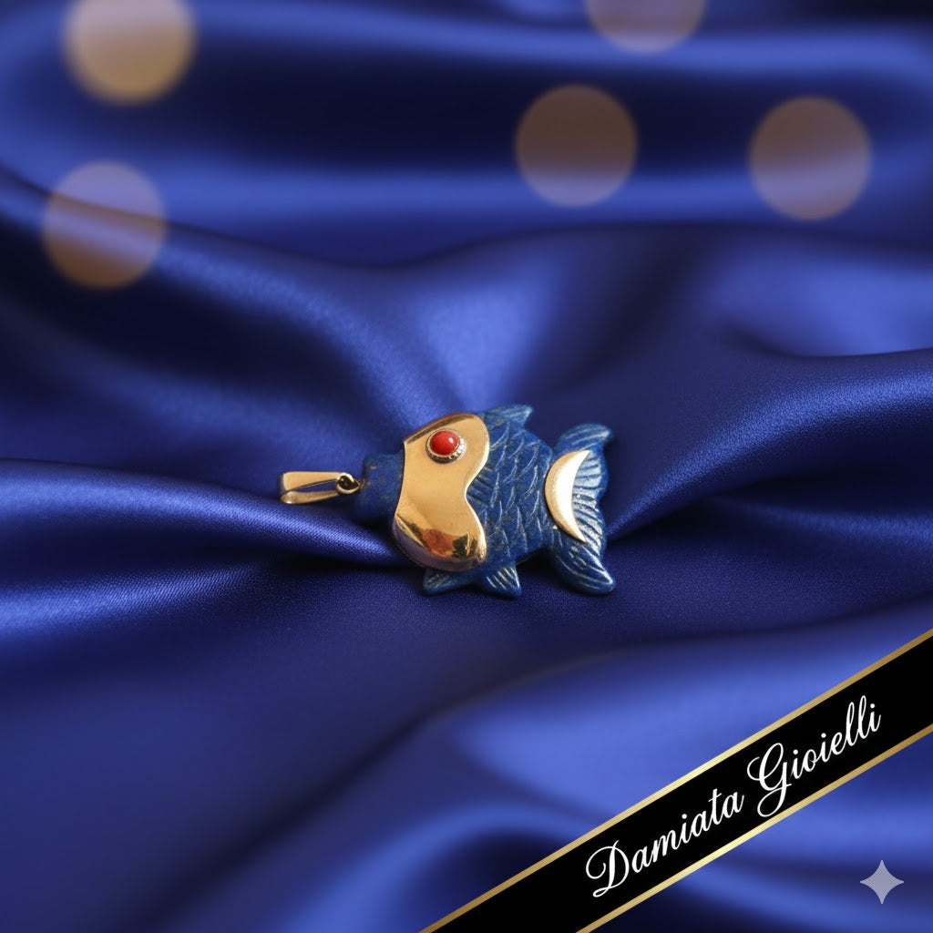 Ciondolo a pesce donna Damiata Gioielli in oro giallo con cristallo 436/102/2