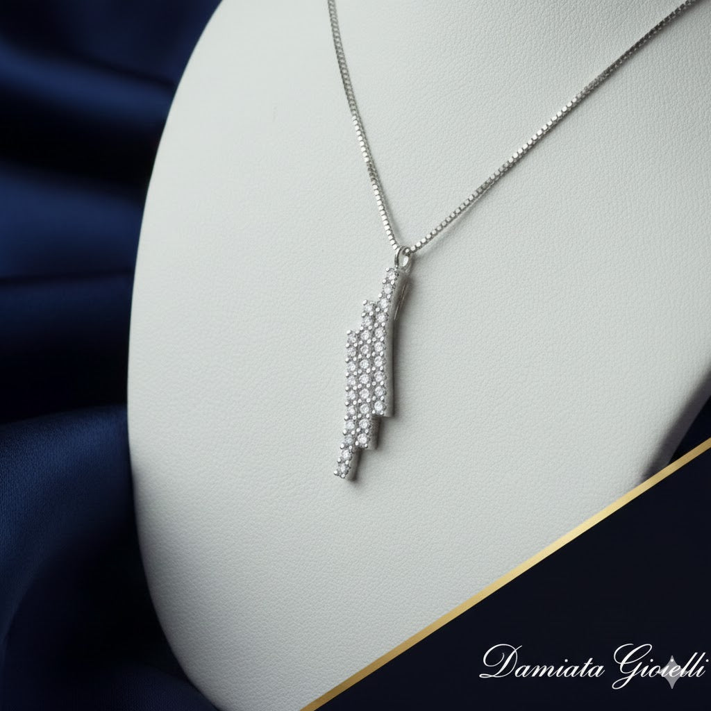 Collana con pendente donna Damiata Gioielli in oro bianco con zirconi 436/102/6