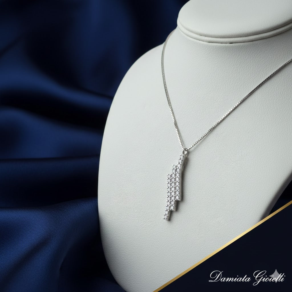 Collana con pendente donna Damiata Gioielli in oro bianco con zirconi 436/102/6
