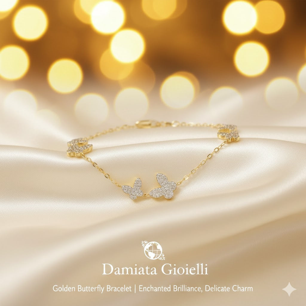 Bracciale farfalle donna Damiata Gioielli in oro giallo con zirconi 438/102/2