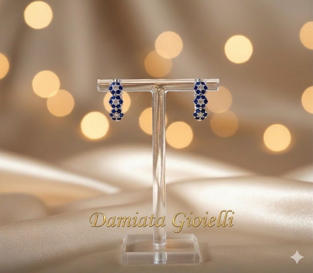 Orecchini pendenti a fiore donna Damiata Gioielli in oro bianco e zirconi 439/102/6