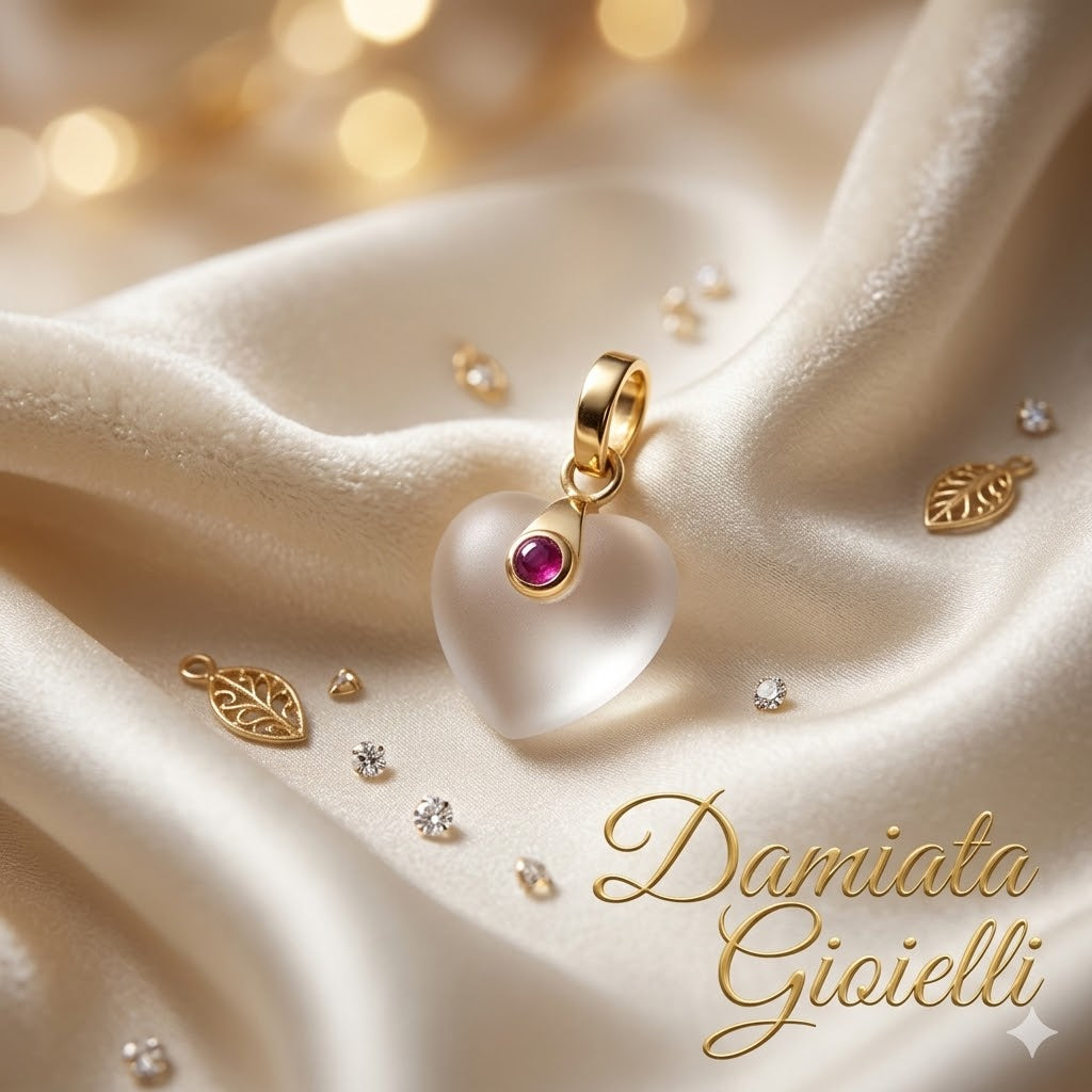 Ciondolo a cuore donna Damiata Gioielli in oro giallo con cristallo 439/102/9