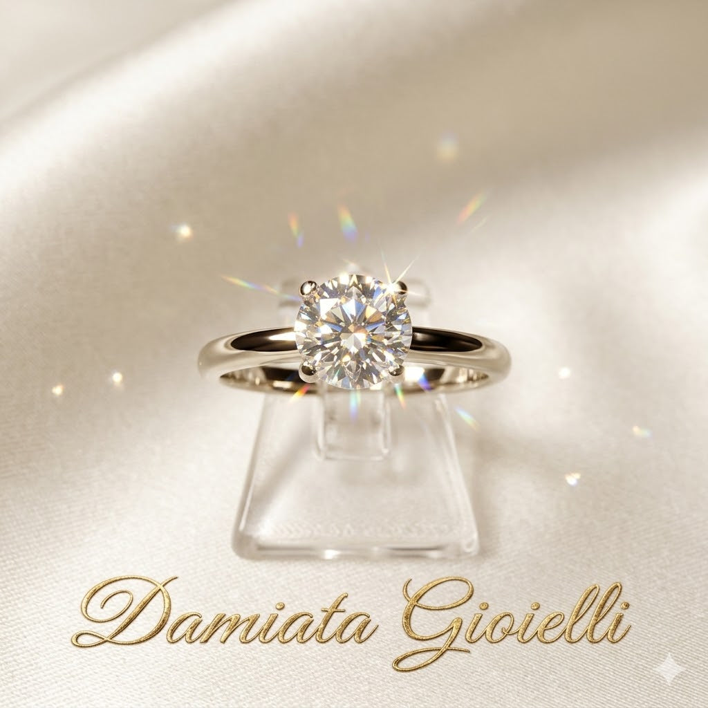 Anello solitario donna Damiata Gioielli in oro bianco con zircone 439/9/102