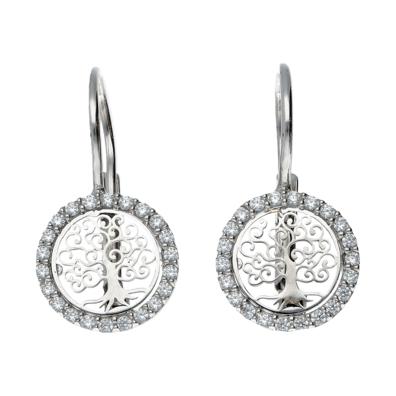 Orecchini albero della vita donna Damiata Gioielli in oro bianco con zirconi 442/102