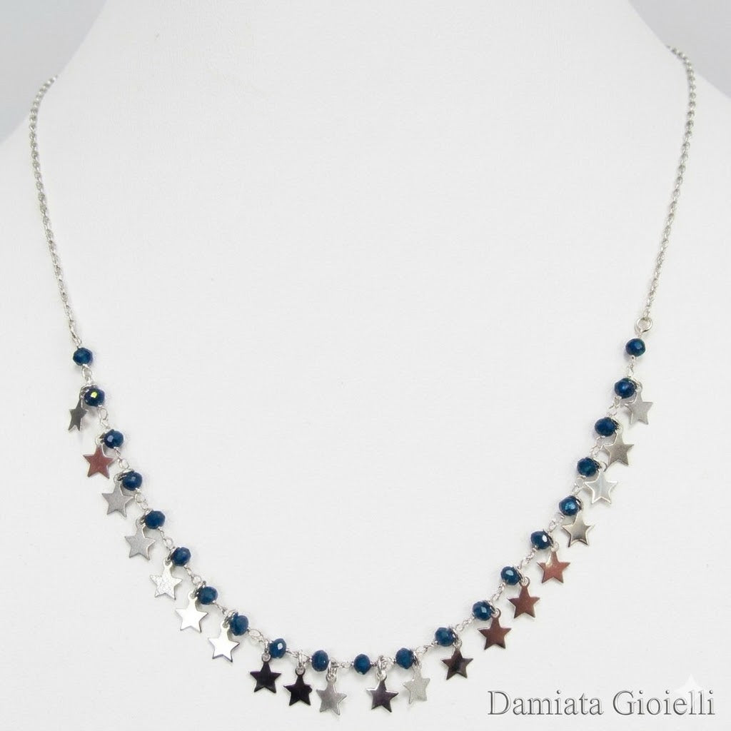 Collana con stelle donna in argento e cristalli ref. 4530BBLUEP