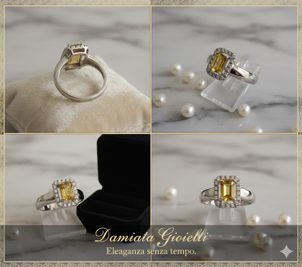 Anello donna Damiata Gioielli in oro bianco con quarzo e zirconi 467/102