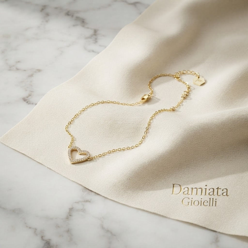 Bracciale a cuore donna 4US Cesare Paciotti in argento dorato e zirconi ref. 4UBR5373W