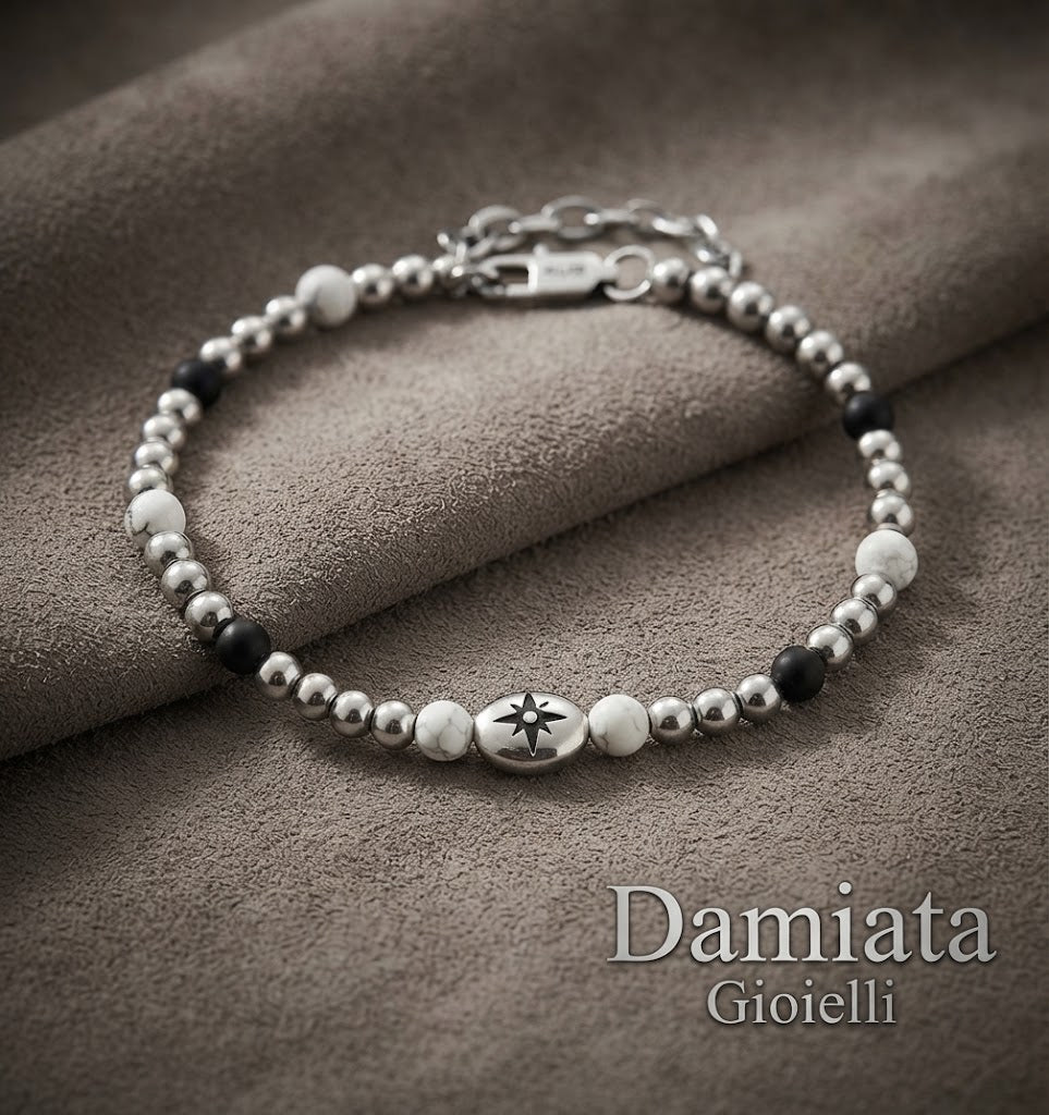 Bracciale uomo 4US Cesare Paciotti in acciaio e onice ref. 4UBR6449