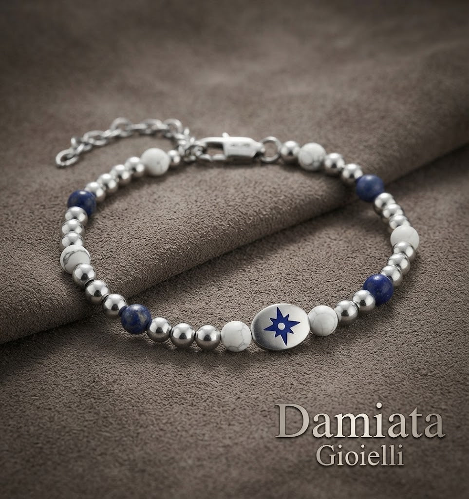 Bracciale uomo 4US Cesare Paciotti in acciaio e lapislazzulu ref. 4UBR6450