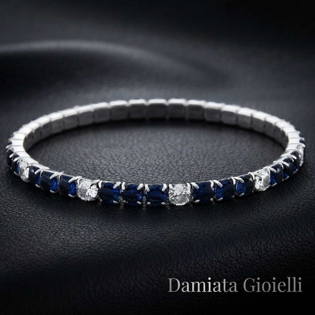 Bracciale tennis elastico donna 4US Cesare Paciotti in acciaio e zirconi ref. 4UBR6669W