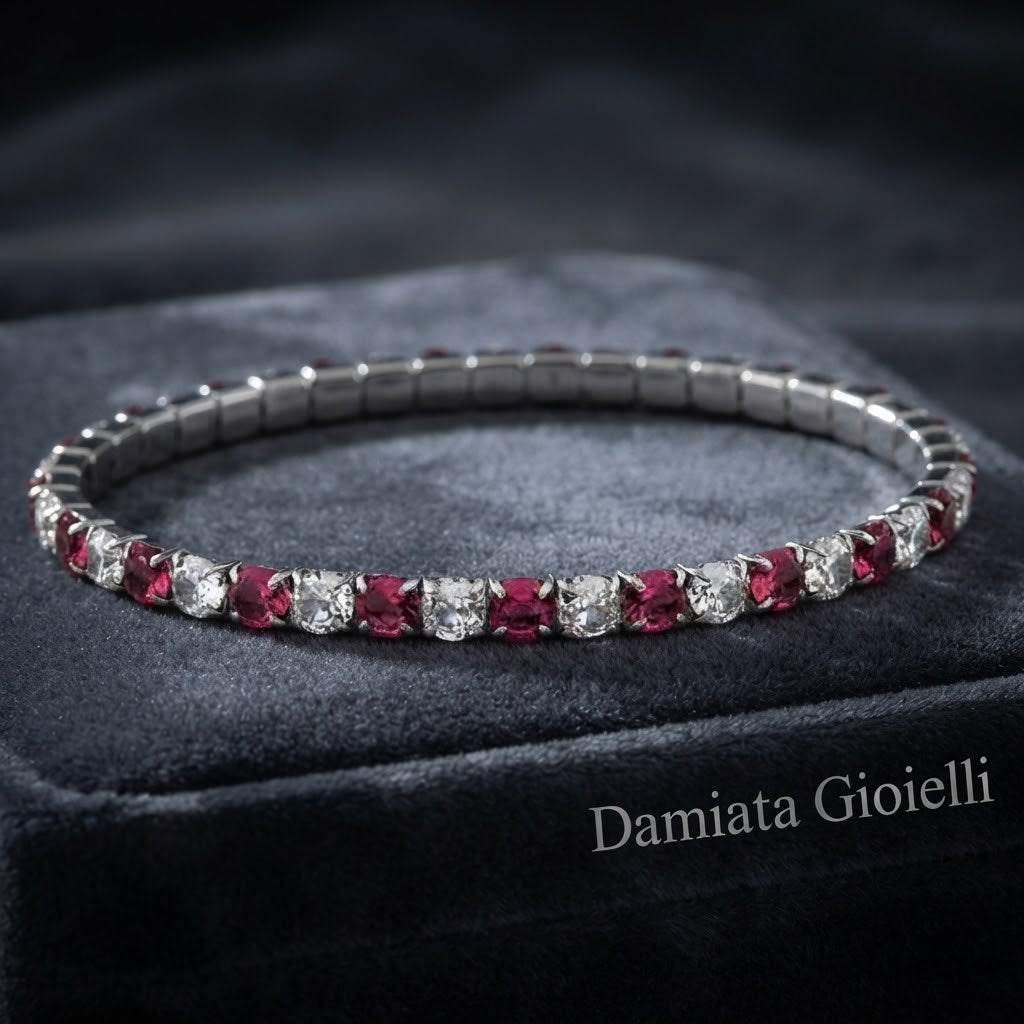 Bracciale tennis elastico donna 4US Cesare Paciotti in acciaio e zirconi ref. 4UBR6674W