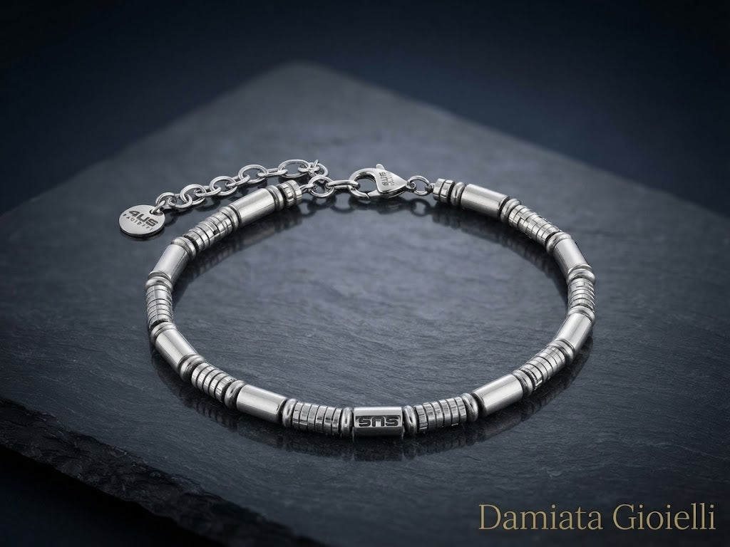 Bracciale uomo 4US Cesare Paciotti in acciaio con ematite ref. 4UBR7023