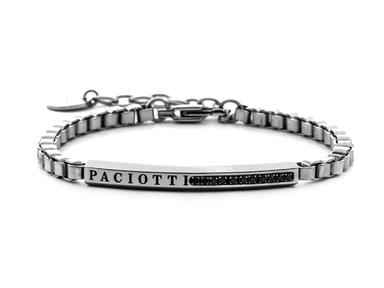 Bracciale uomo 4US Cesare Paciotti in acciaio con zirconi neri 4UBR7562