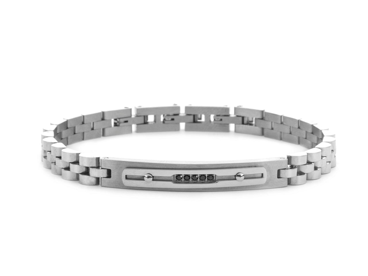 Bracciale uomo 4US Cesare Paciotti in acciaio con zirconi neri 4UBR7829