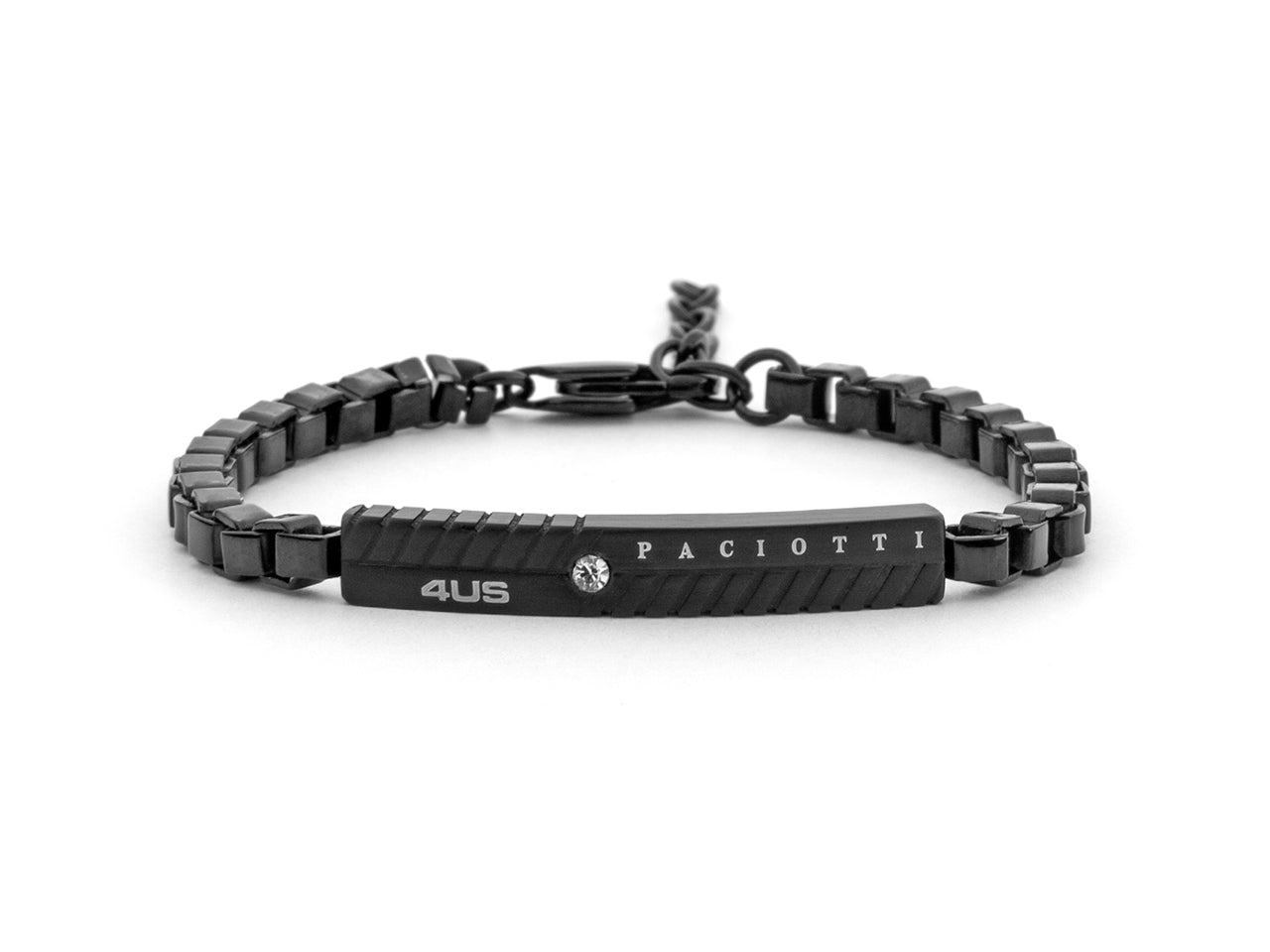 Bracciale uomo 4US Cesare Paciotti in acciaio nero con zircone bianco 4UBR8025
