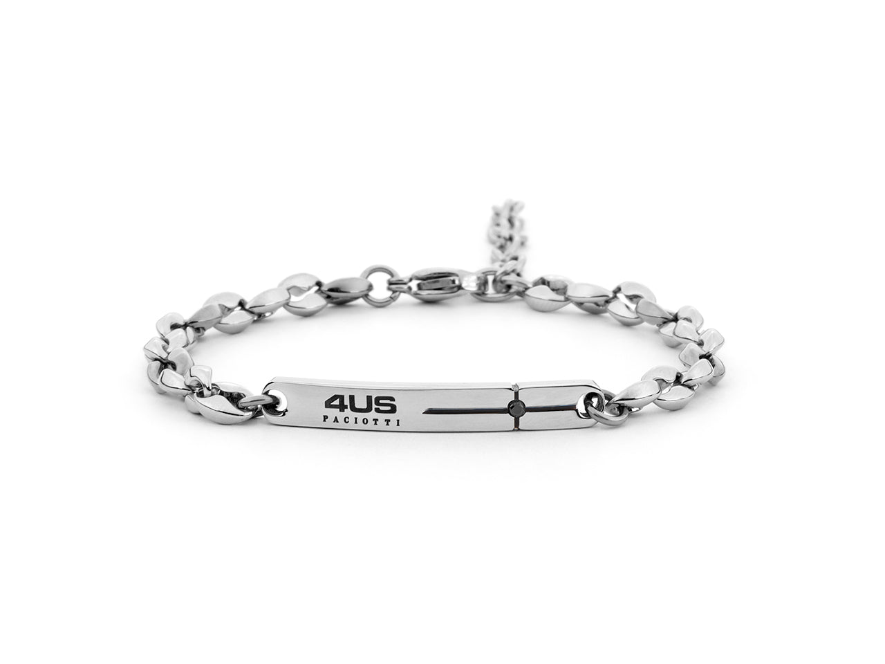 Bracciale uomo 4US Cesare Paciotti in acciaio con zircone nero 4UBR8031