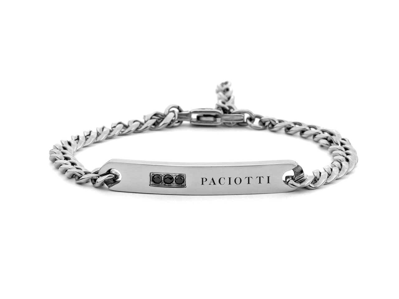 Bracciale uomo 4US Cesare Paciotti in acciaio con zirconi neri 4UBR8050