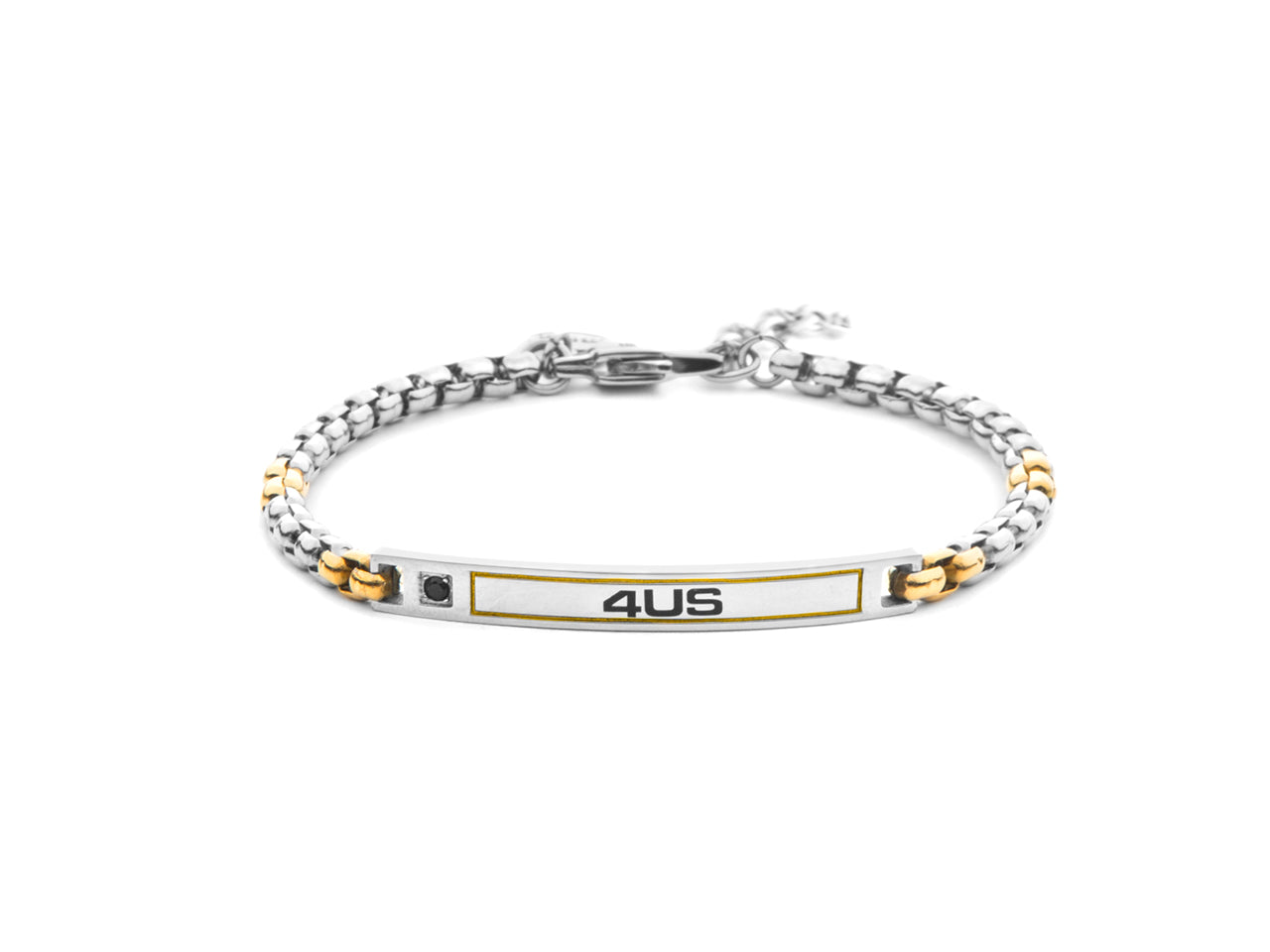 Bracciale uomo 4US Cesare Paciotti in acciaio bicolore con zircone nero 4UBR8445