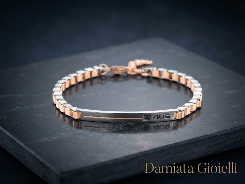 Bracciale uomo 4US Cesare Paciotti in acciaio bicolore con zirconi neri ref. 4UBR8478