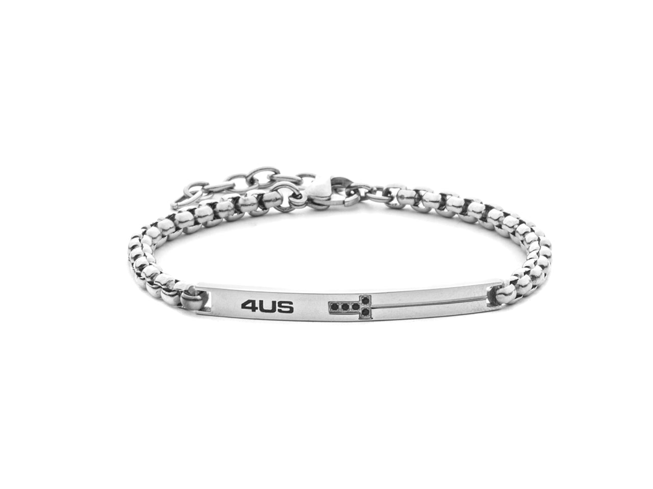 Bracciale uomo 4US Cesare Paciotti in acciaio con zirconi neri 4UBR8540