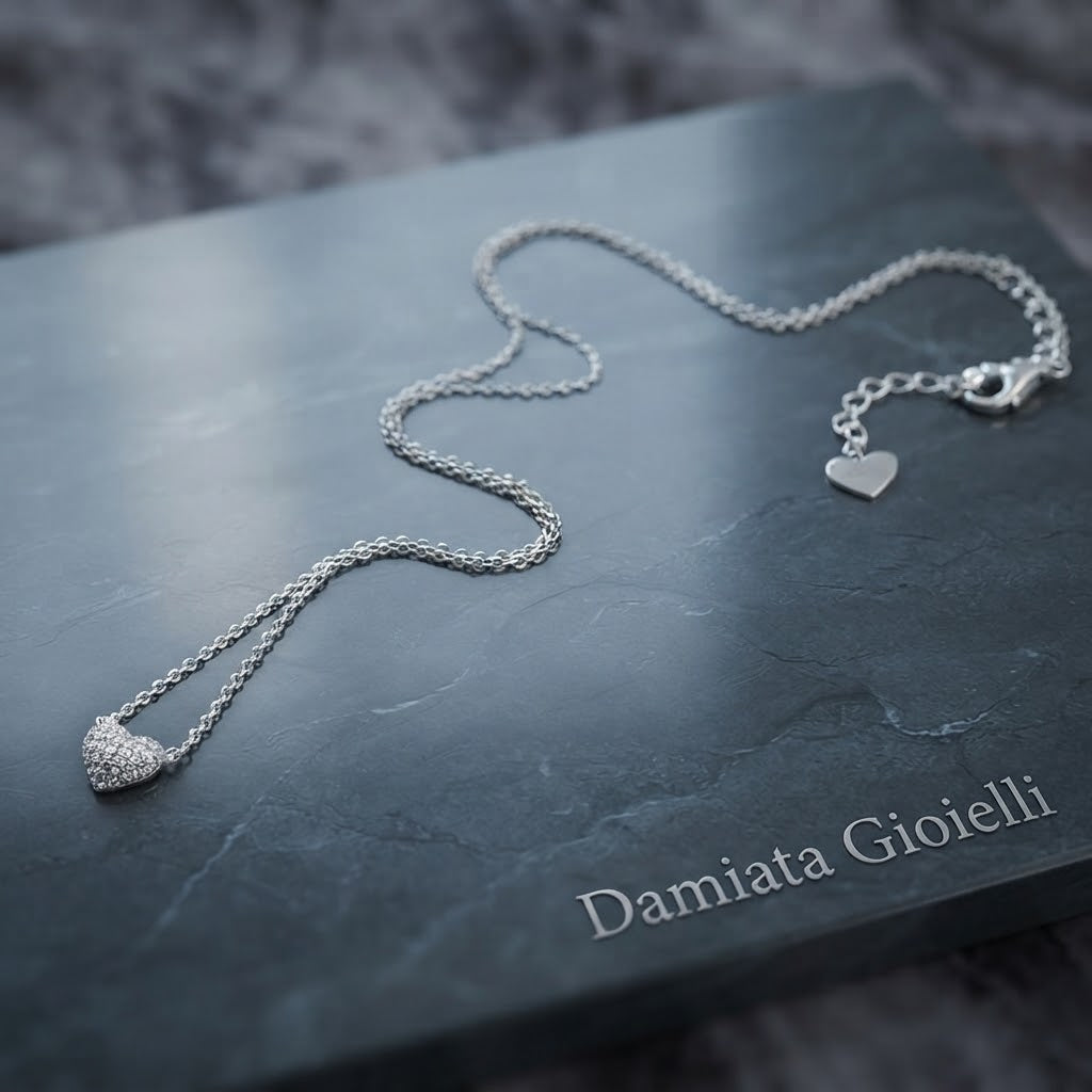 Collana cuore donna 4US Cesare Paciotti in argento e zirconi ref. 4UCL3931W