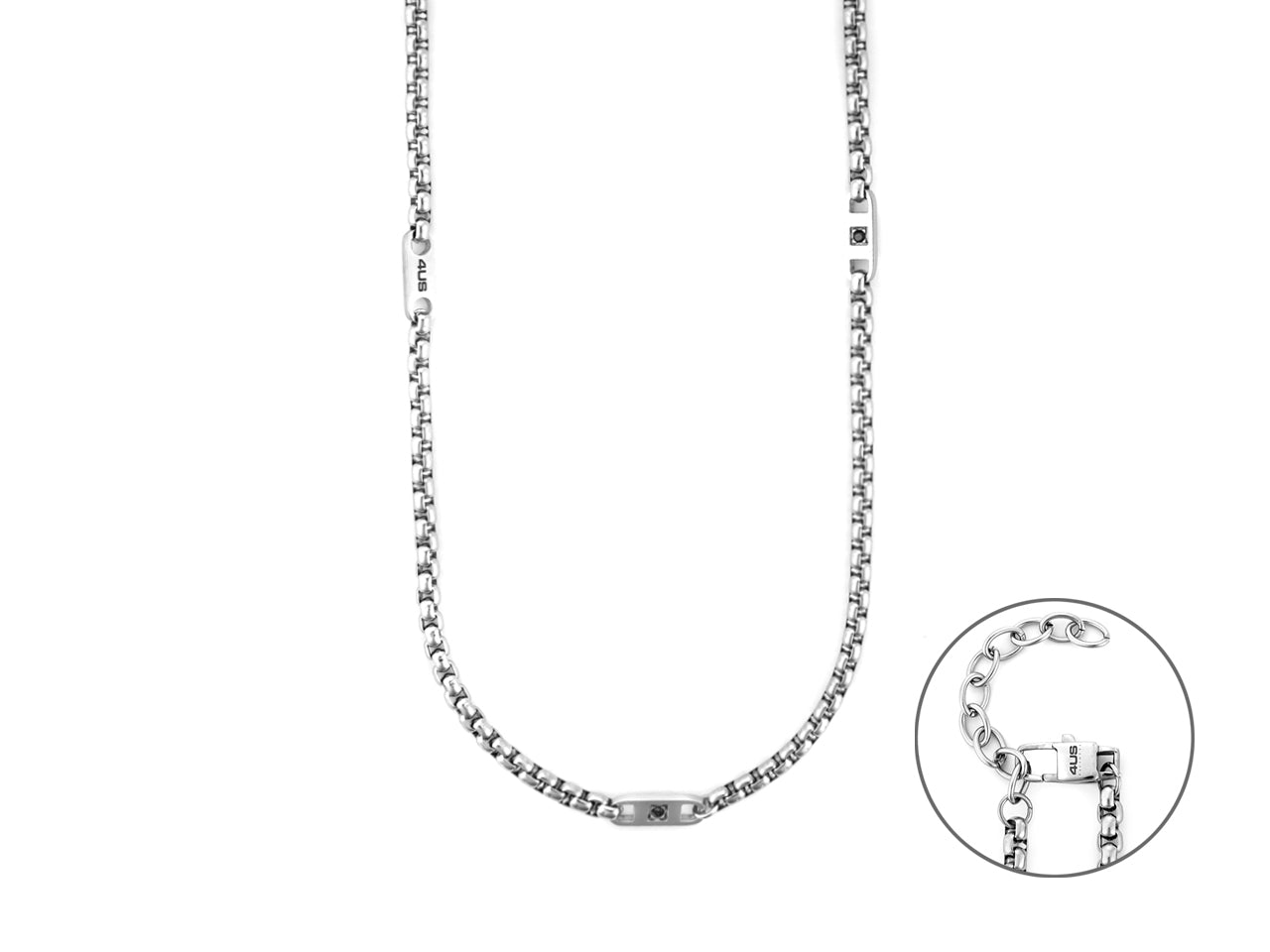Collana a catena uomo 4US Cesare Paciotti in acciaio con zircone nero 4UCL8051
