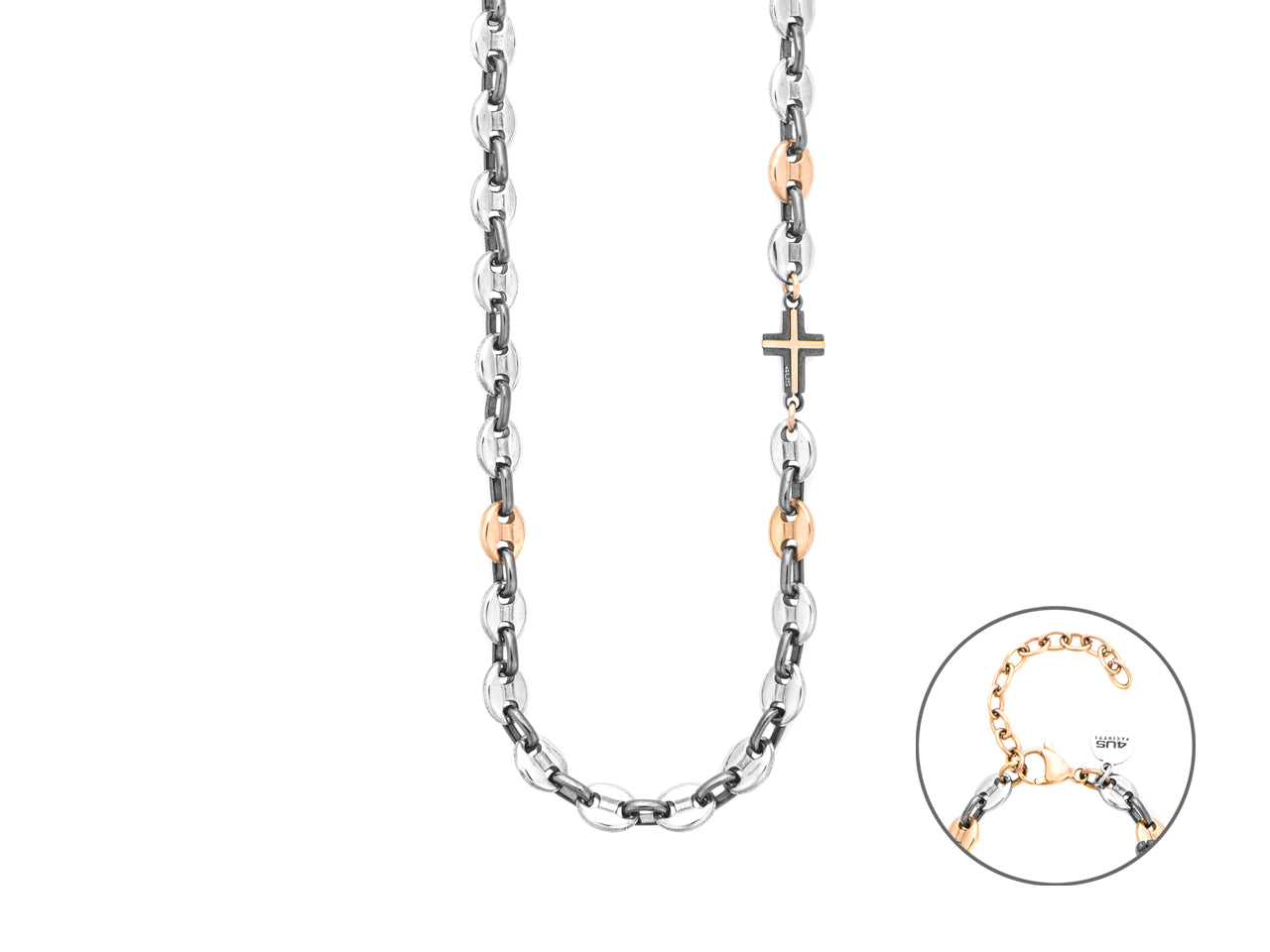 Collana con croce uomo 4US Cesare Paciotti in acciaio trecolori 4UCL8465