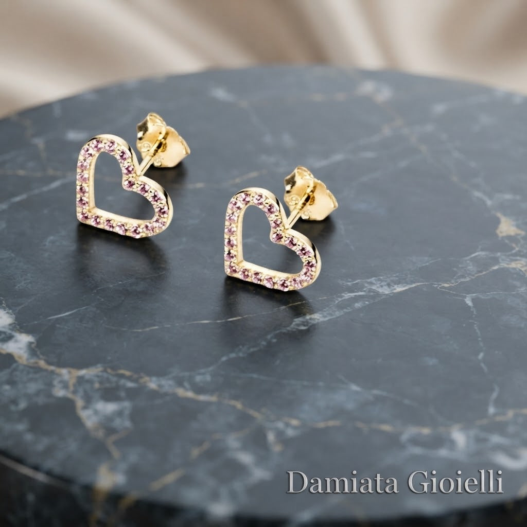 Orecchini a cuore donna 4US Cesare Paciotti in argento dorato e zirconi ref. 4UOR5374W