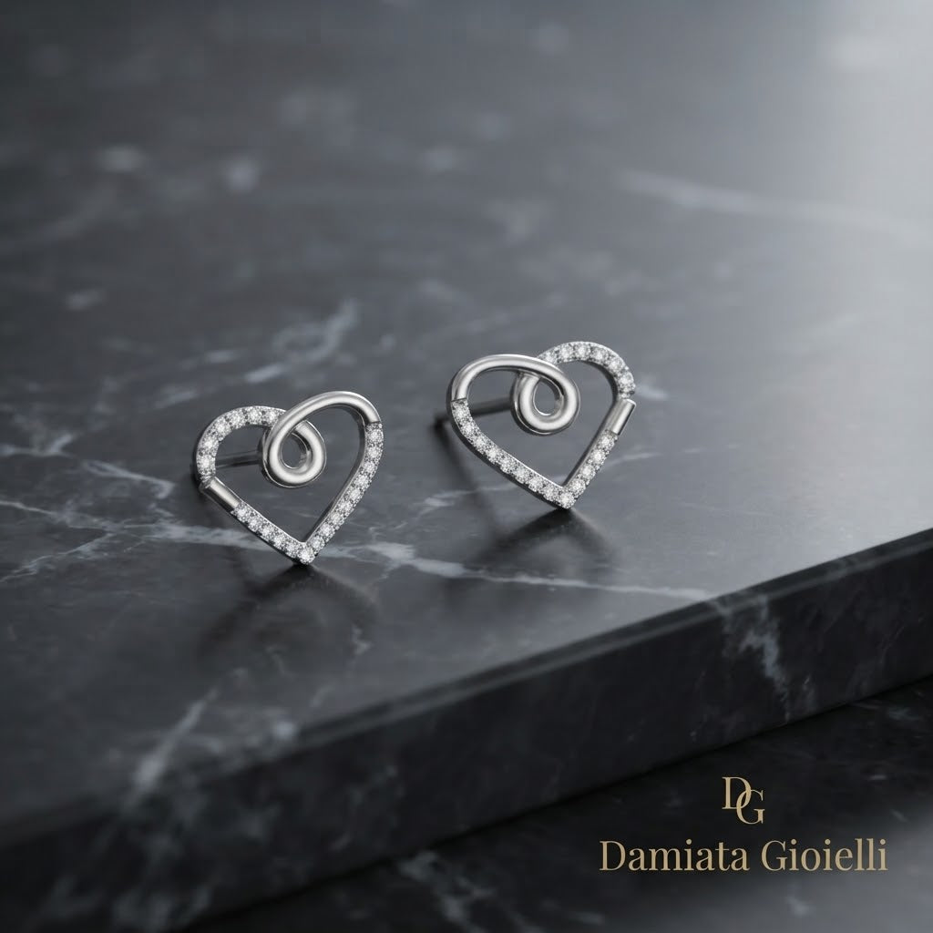 Orecchini a cuore donna 4US Cesare Paciotti in argento e zirconi ref. 4UOR5698W