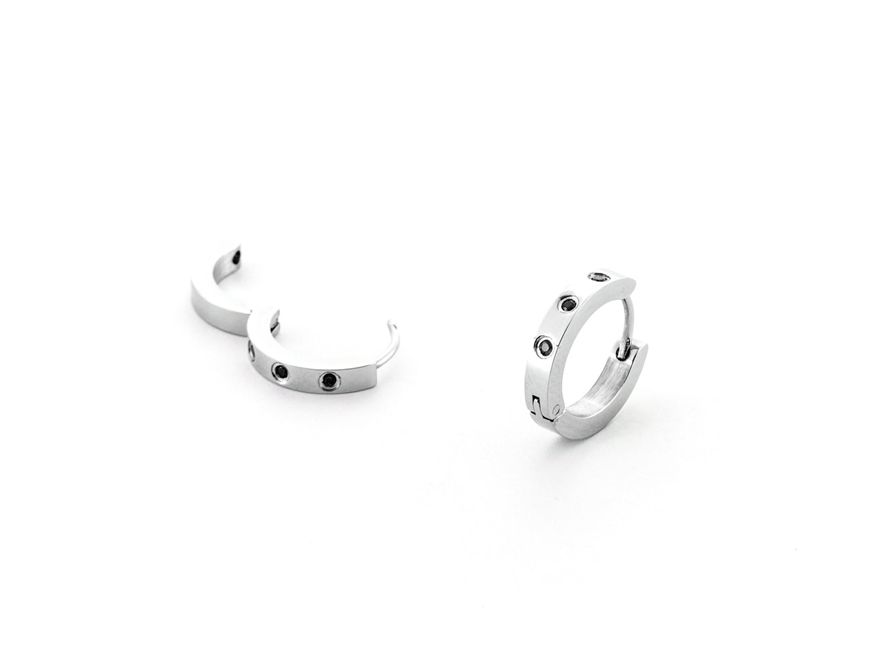 Orecchini a cerchio unisex 4US Cesare Paciotti in acciaio con zirconi neri 4UOR7079
