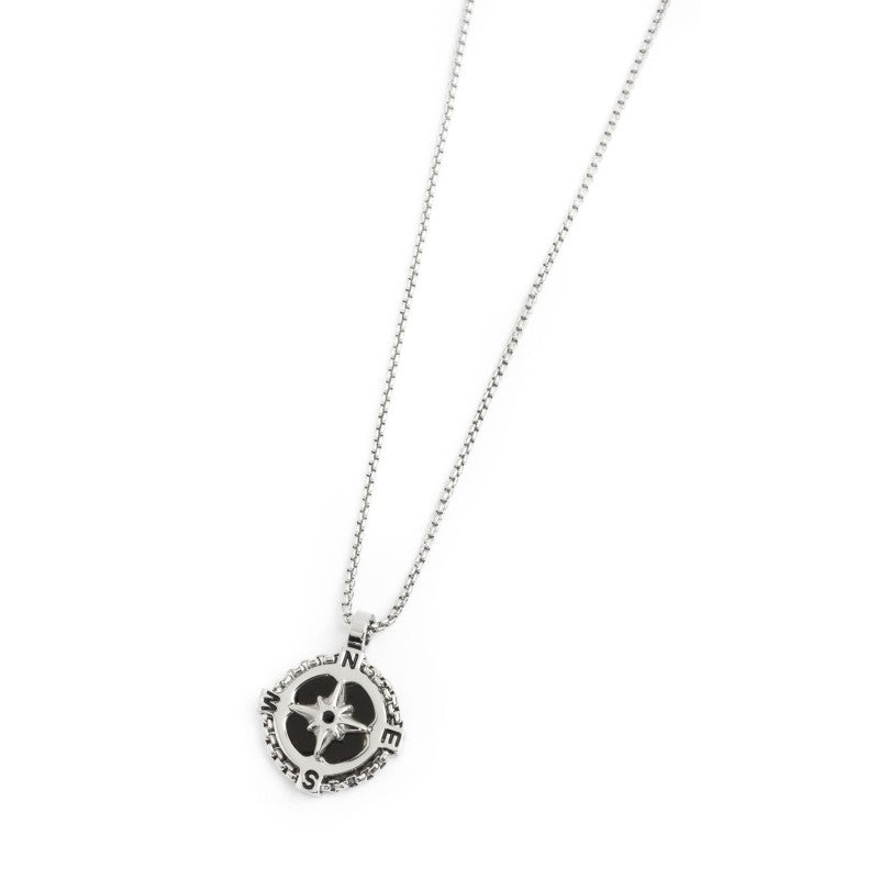 Collana rosa dei venti uomo Marlù Icons in acciaio e onice 4CN1625N