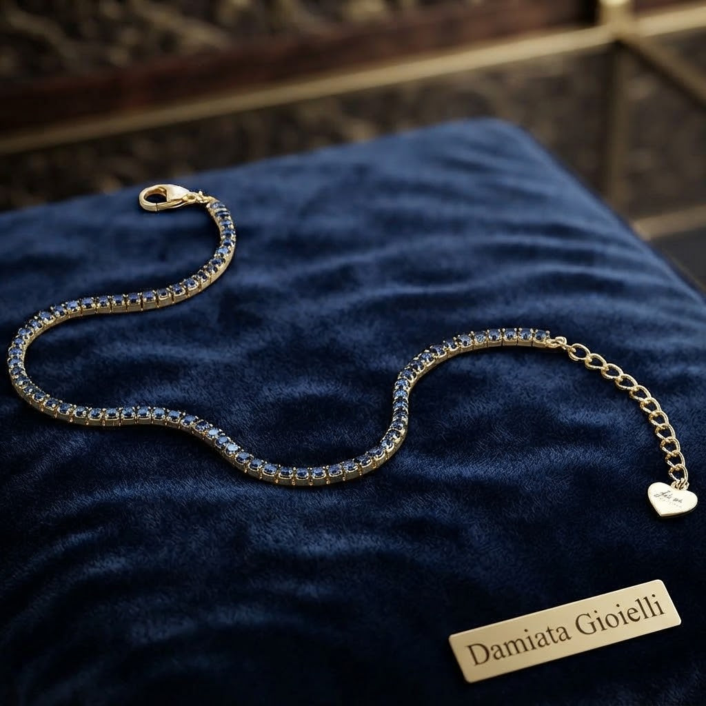 Bracciale tennis donna 4US Cesare Paciotti in argento dorato con zirconi neri ref. 4UBR5409W