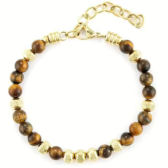 Bracciale uomo 4US Cesare Paciotti in acciaio dorato e occhio di tigre 4UBR6759