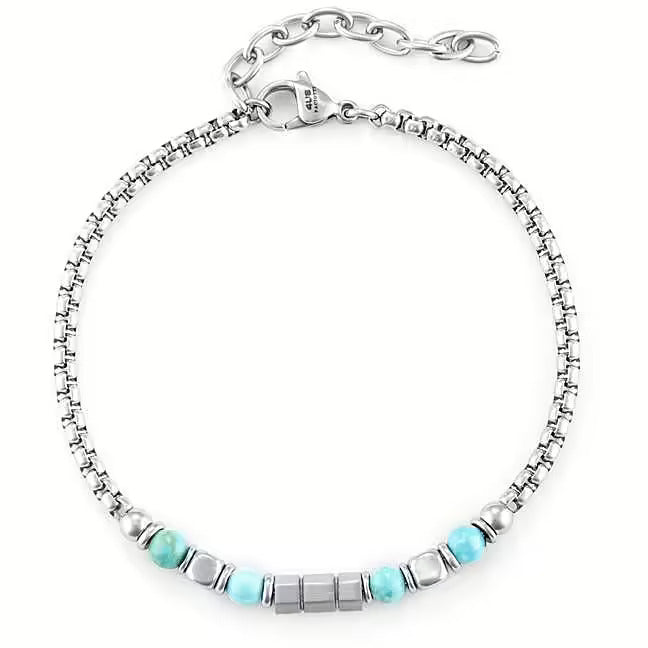 Bracciale uomo 4US Cesare Paciotti in acciaio e turchese 4UBR6802