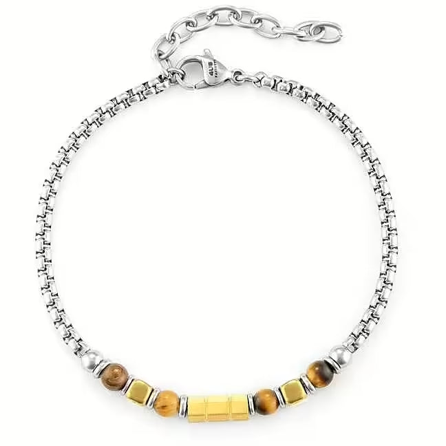 Bracciale uomo 4US Cesare Paciotti in acciaio e occhio di tigre 4UBR6803