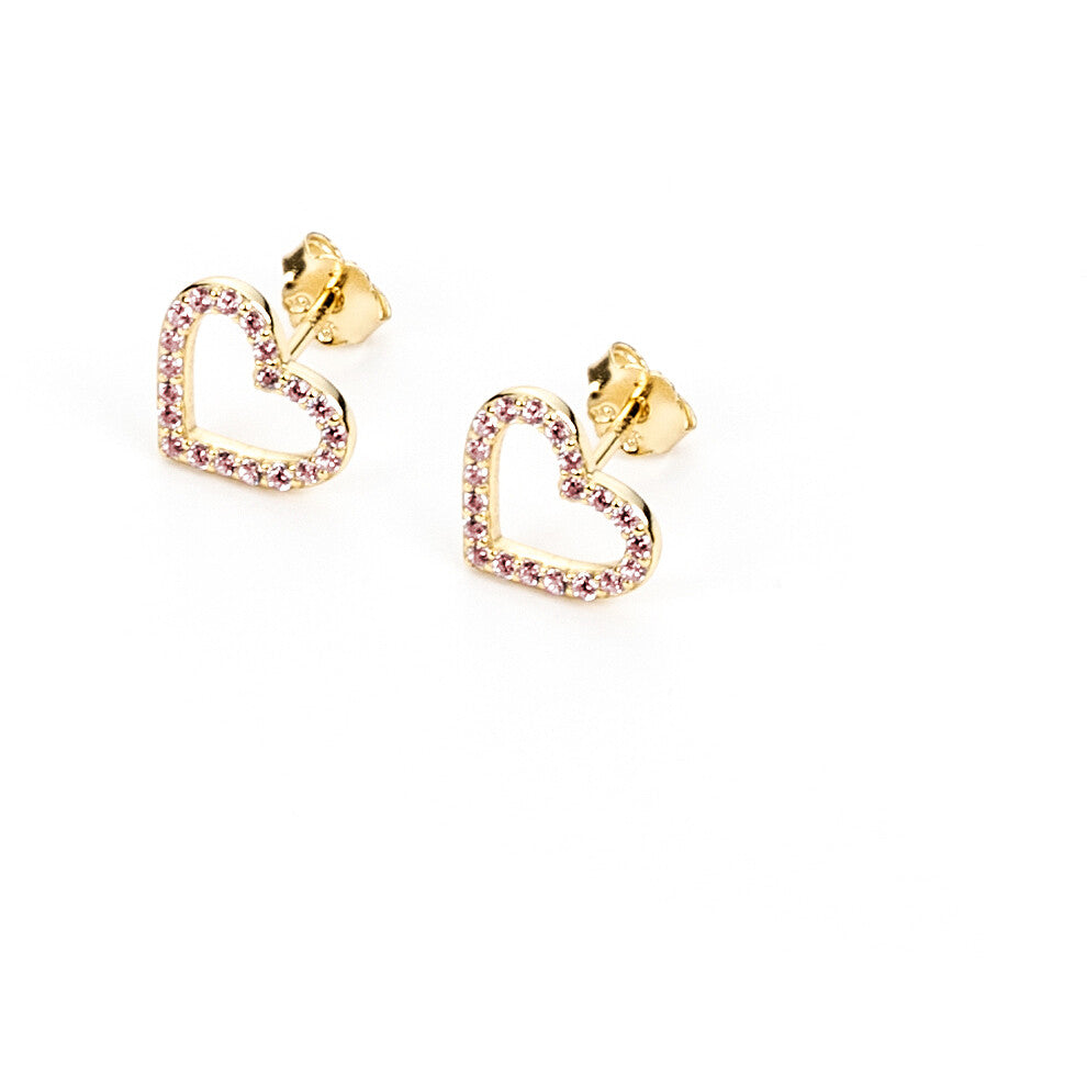 Orecchini a cuore donna 4US Cesare Paciotti in argento dorato e zirconi 4UOR5374W