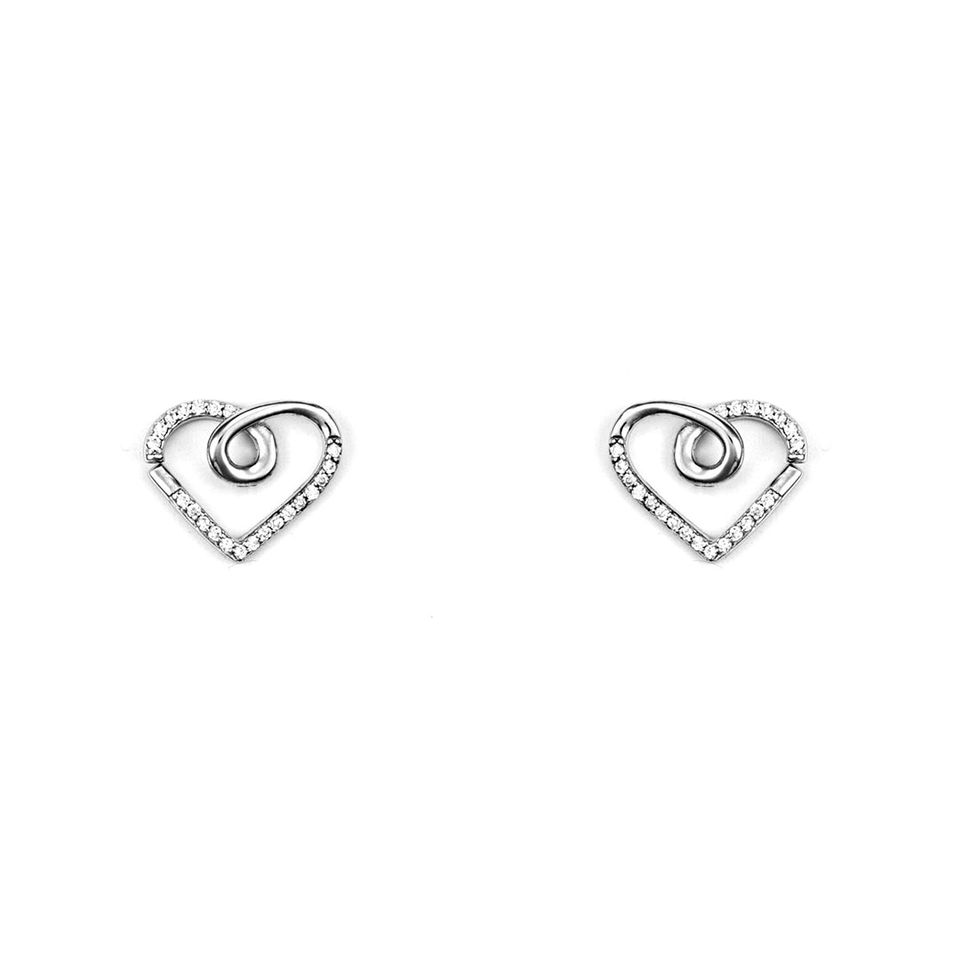 Orecchini a cuore donna 4US Cesare Paciotti in argento e zirconi 4UOR5698W