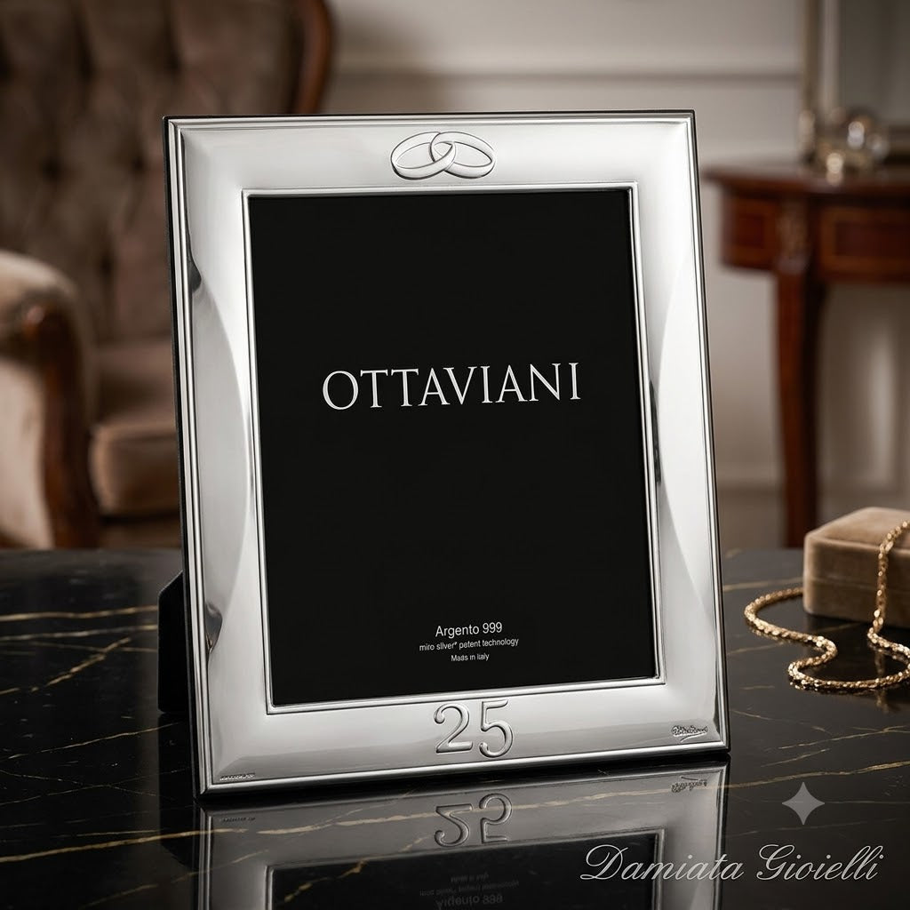 Cornice portafoto Ottaviani in argento retro legno, misure 13x18 ref. 5001A