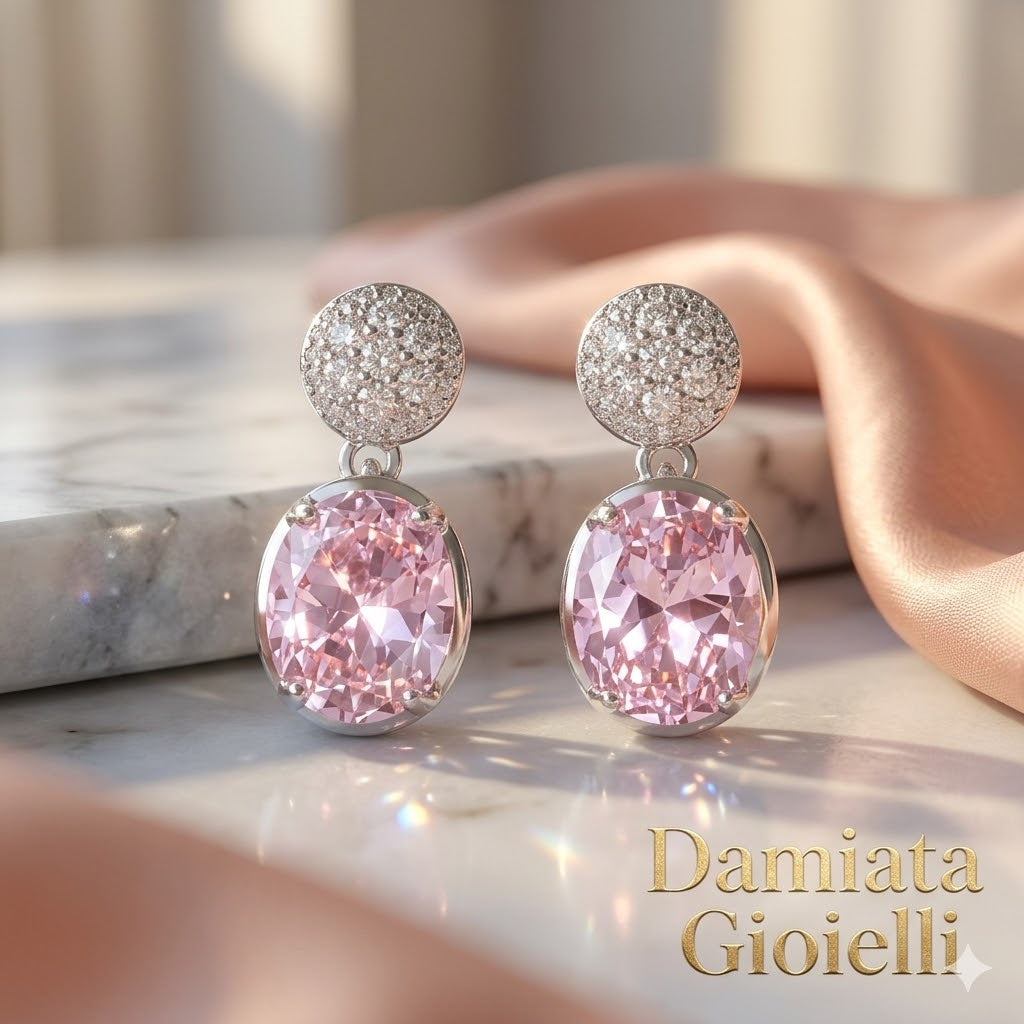 Orecchini donna Ottaviani in lega metallica con cristalli bianchi e rosa 500694O