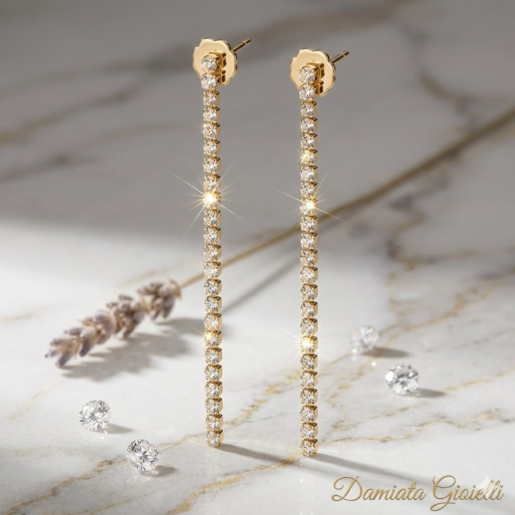 Orecchini donna Ottaviani in lega metallica dorata con zirconi 501040