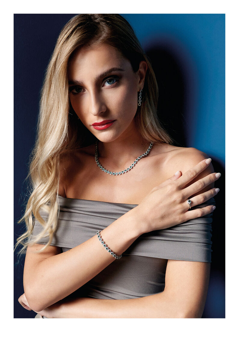 Bracciale donna Ottaviani in lega metallica e cubic zirconia bianchi e verdi 501048B