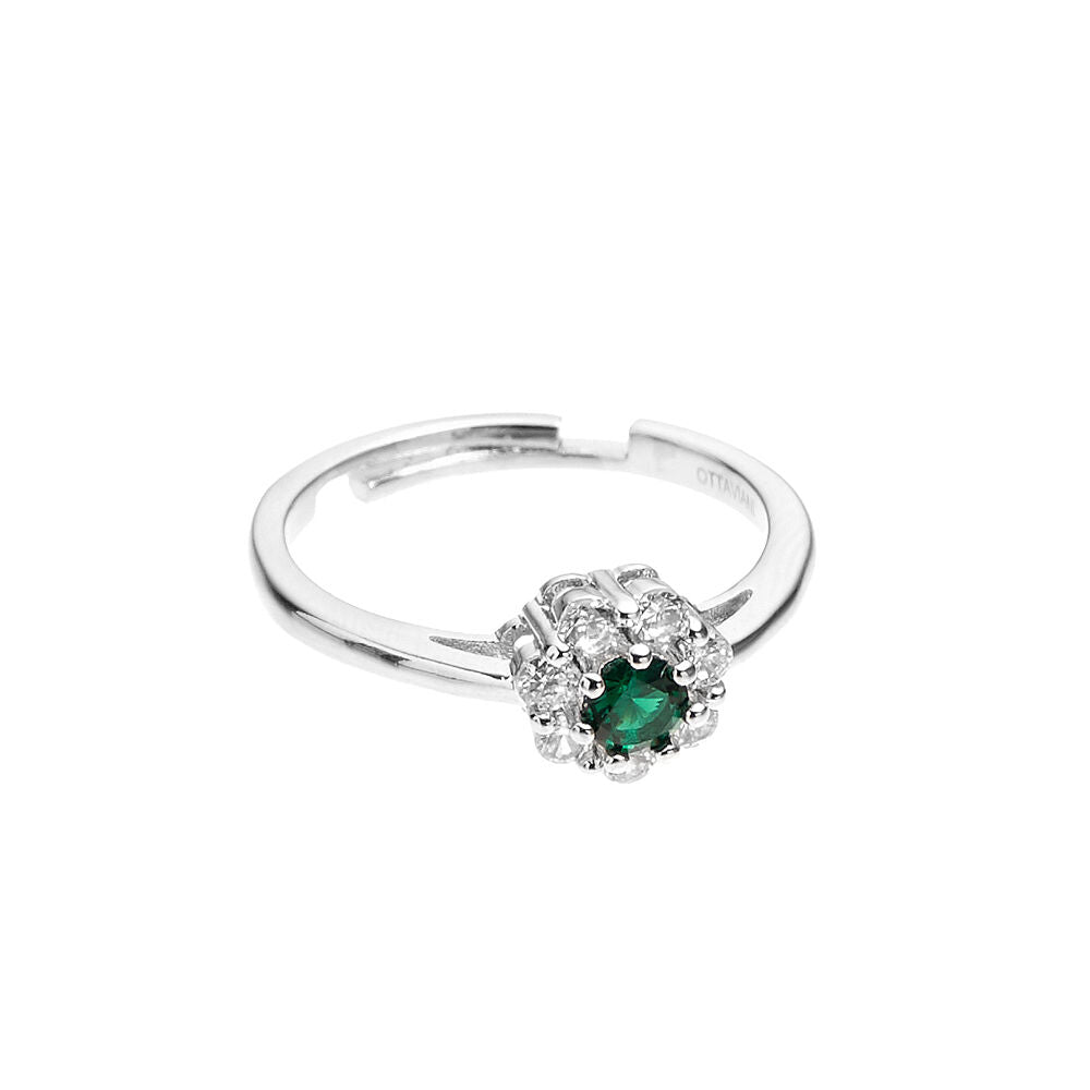 Anello Ottaviani in metallo e cubic zirconia bianchi e verdi 501048A